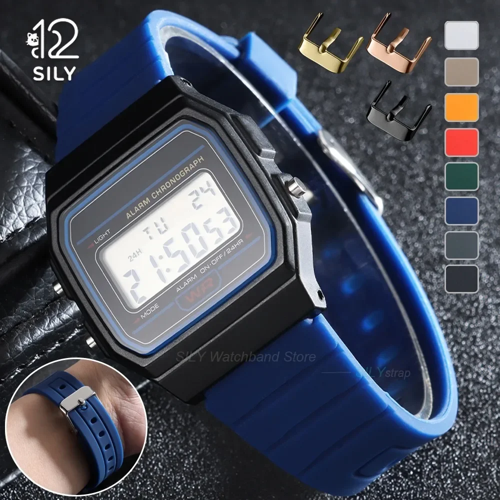 for Casio F91W Bracelet W800H SGW400 F-91W F84 F105/108 A158/168 AE1200 18mm Silicone Watchbands Vibrant Multi-Color Soft Straps