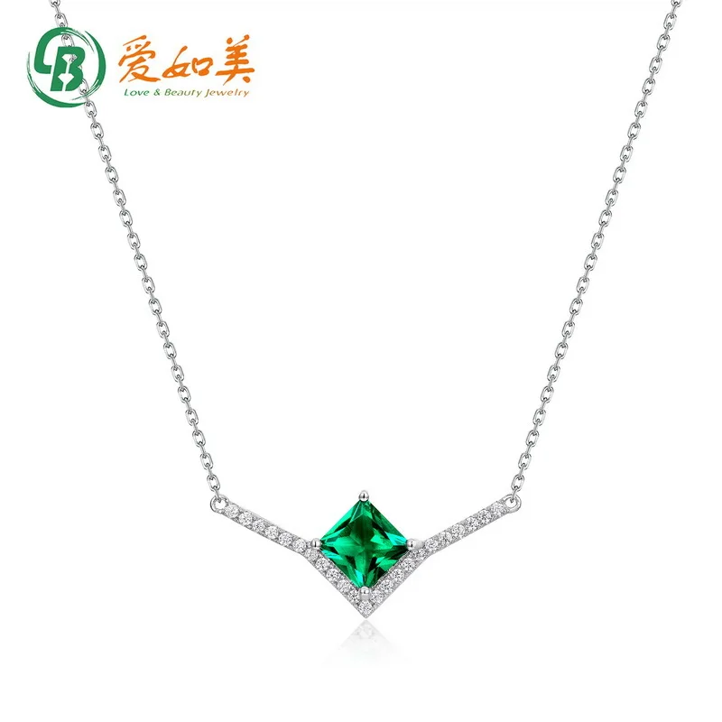 

New Minimalist Geometric Cultivation Emerald Necklace 18K Gold PT950 Platinum Silver Plated 7-layer Gold Full Diamond Necklace