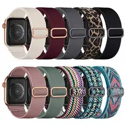 Nylon Band for Apple Watch Straps 44mm 45mm Ultra 2 49mm Series 10 8 7 38/42mm/46mm Elastic Bracelet iWatch 9 6 5 4 3 Se 40/41mm