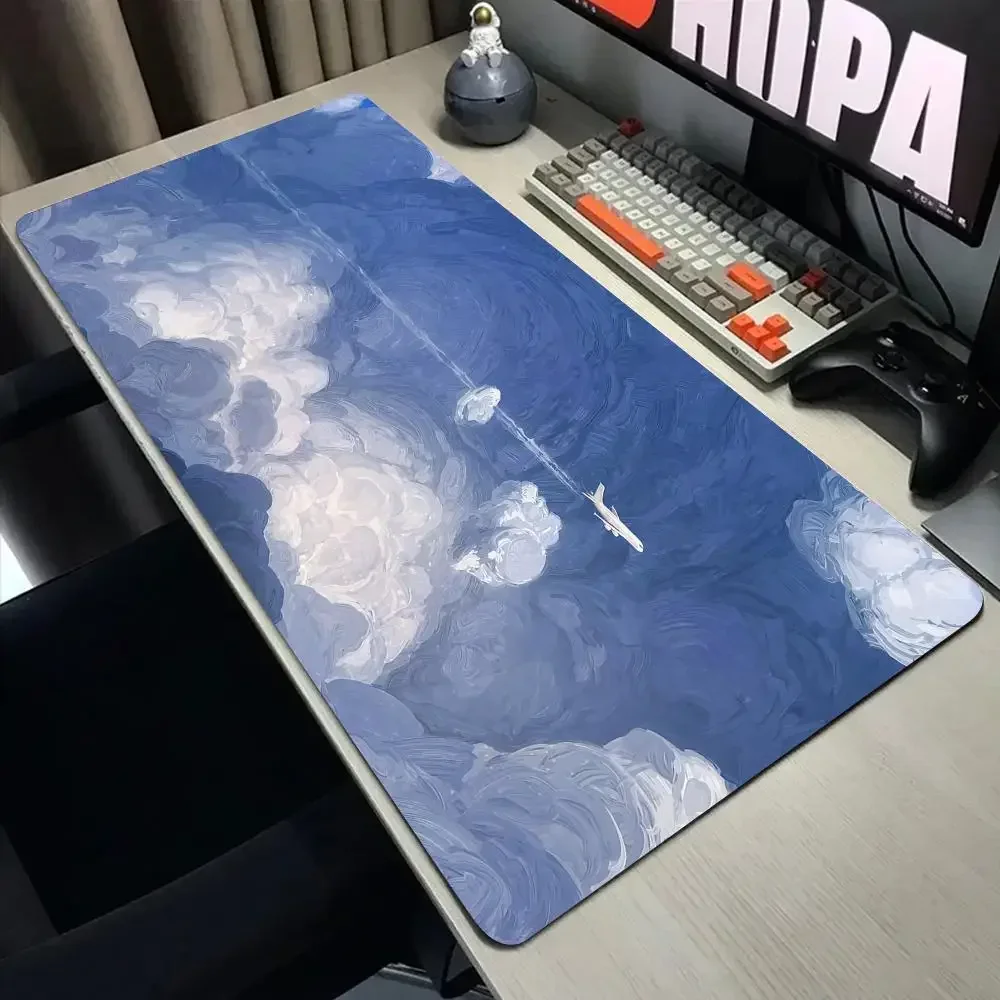 1PC Aesthetic Mouse Pad Artistic Aircraft Art Gaming Desk Mat Blue Sky Plane Mousepad 800x400 Beautiful Nature Rubber XXL Mats