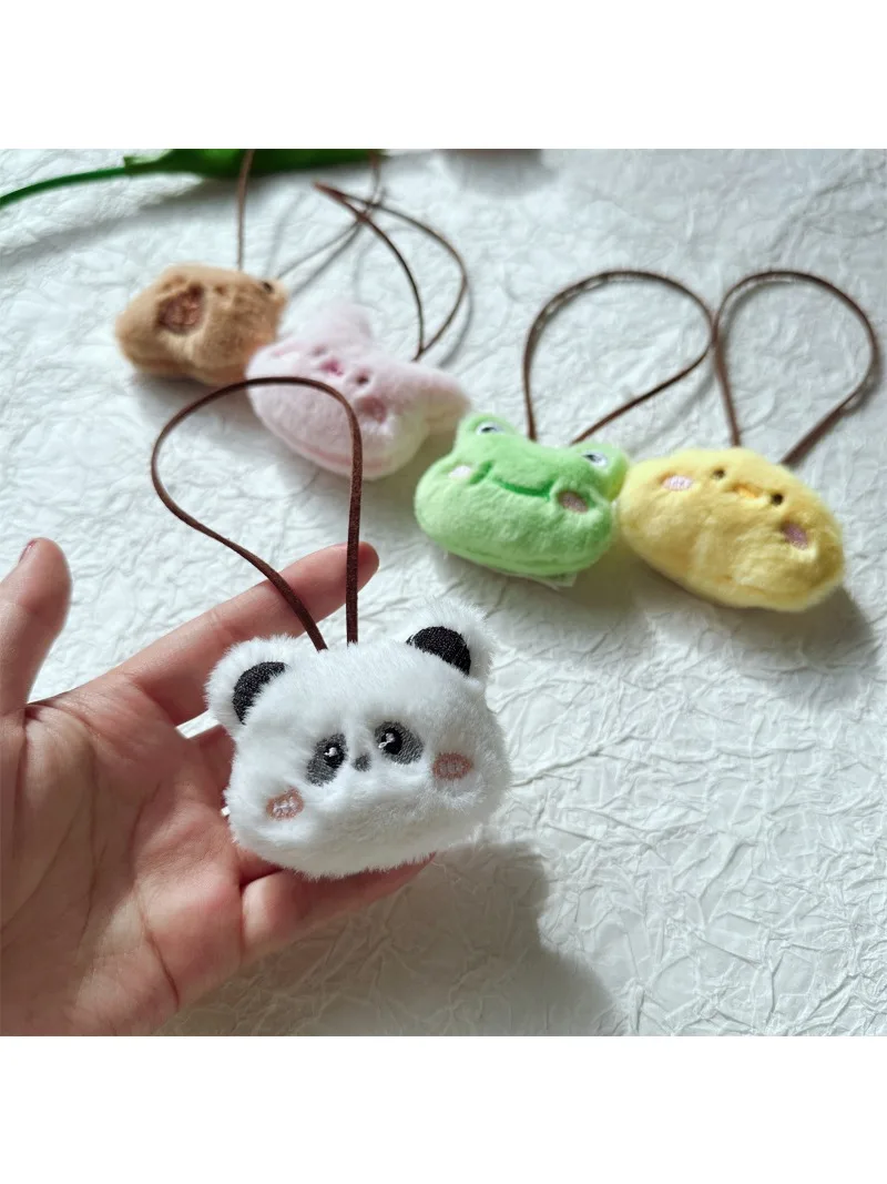 Cartoon Plush Doll Brooch Anime Plushie Soft Stuffed Keychain Pendant Little Rabbit Cat Bear Frog Animal Diy Accessories Gifts