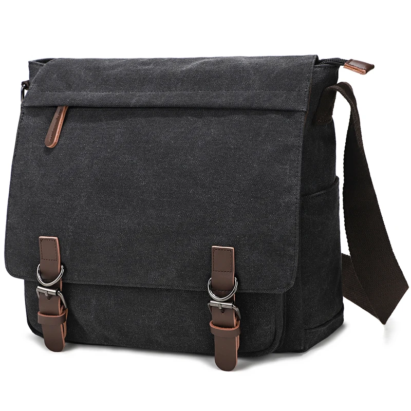 EverVanz tas Messenger Laptop pria, kantung bahu 15.6 inci kanvas Vintage