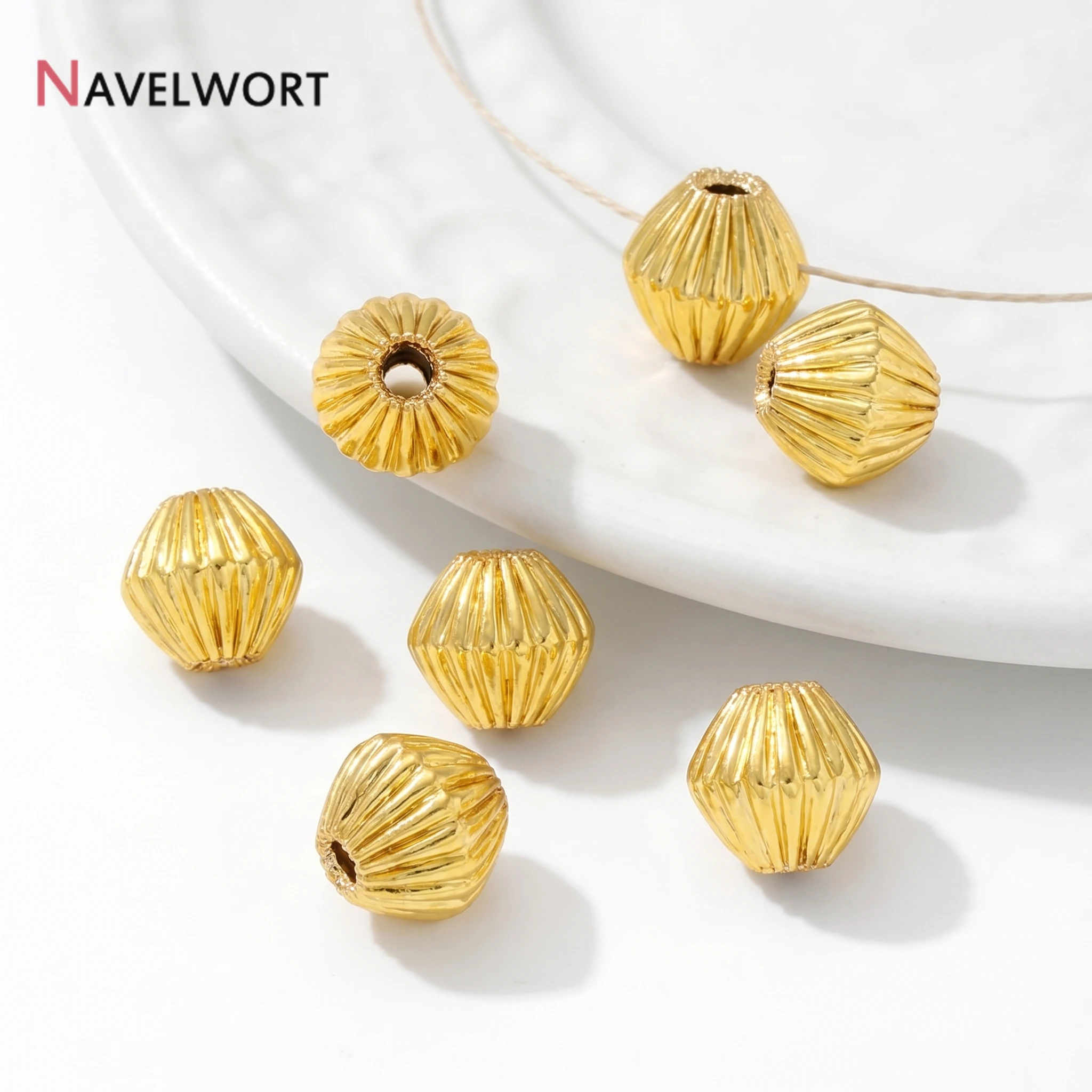 14K/18K Gold Plated Brass Metal Stripe Beads Loose Spacer Beads Separator Beads For Bracelet Necklace Making Accessories