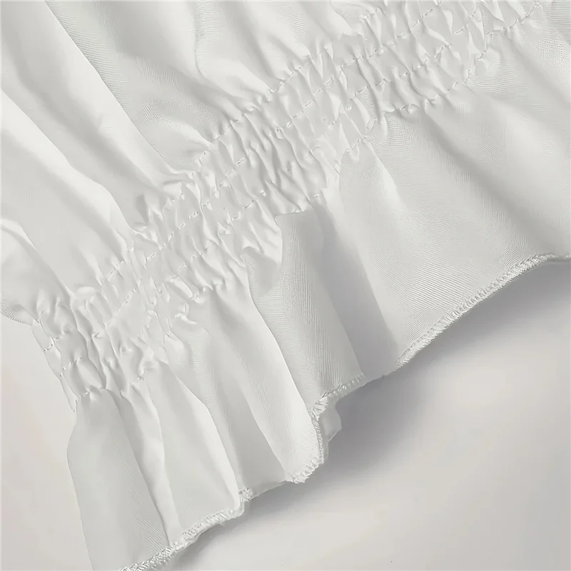 

NEW-Elegant Off Shoulder Tops For Women Long Sleeve Ruffle Smocked Waist Casual Party Shirts Plus Size Blouses