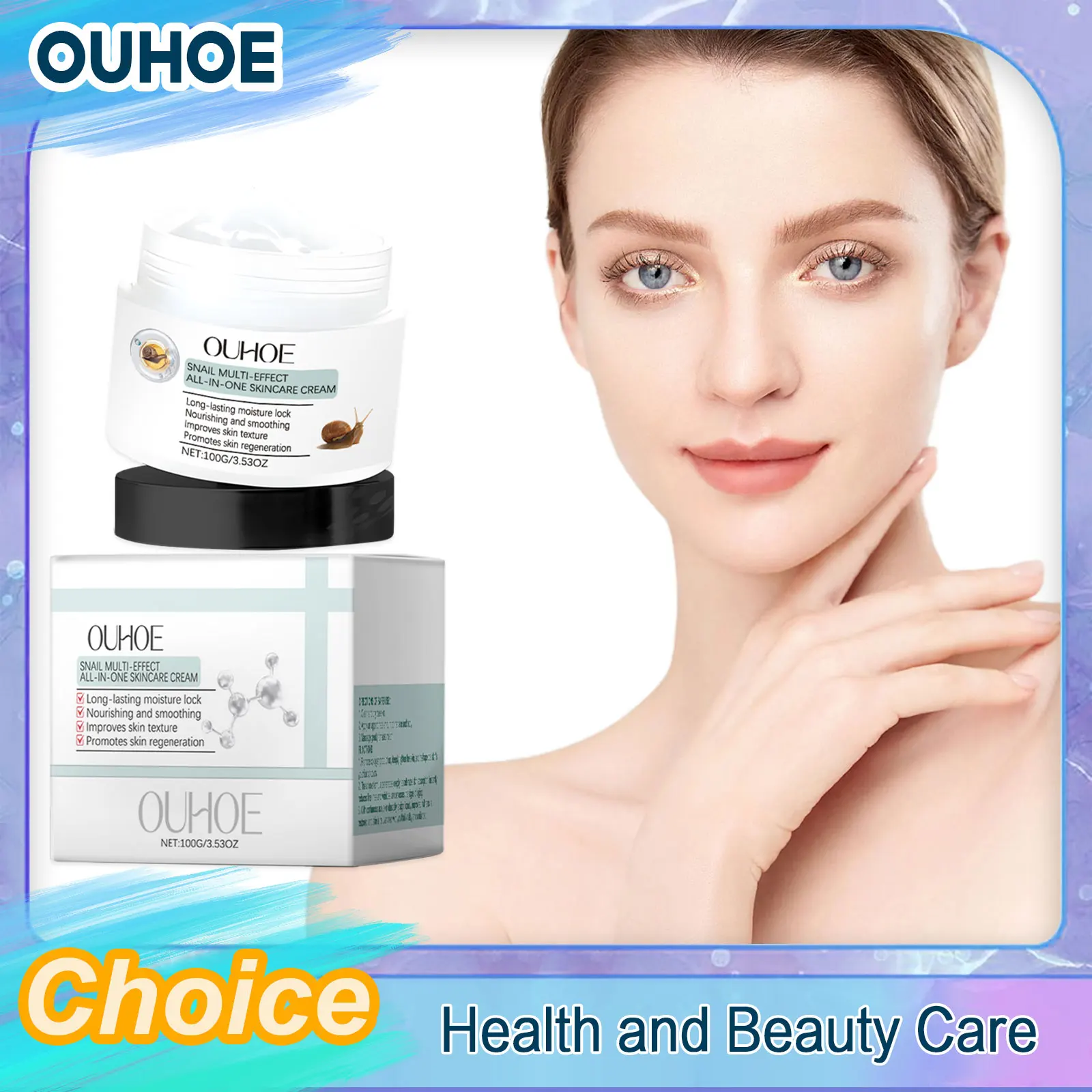

Snail Cream Anti Aging Pale Spots Fade Fine Lines Reduce Wrinkles Removing Blemishes Firming Whitening Moisturizing Facial Cream