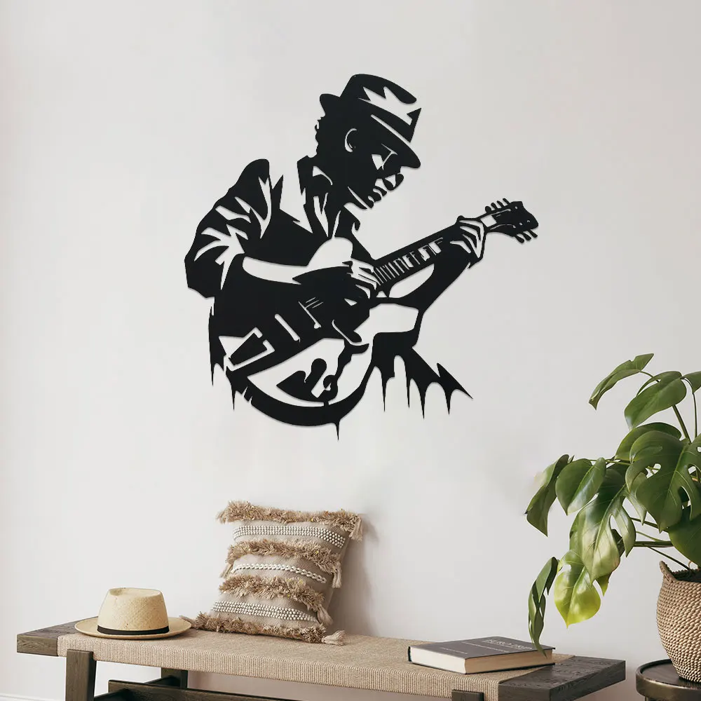 Guitarist Metal Wall Art,1pc Unique Iron Music Decor for Home or Studio, Gift for Guitar Enthusiasts, Musician Wall Decor