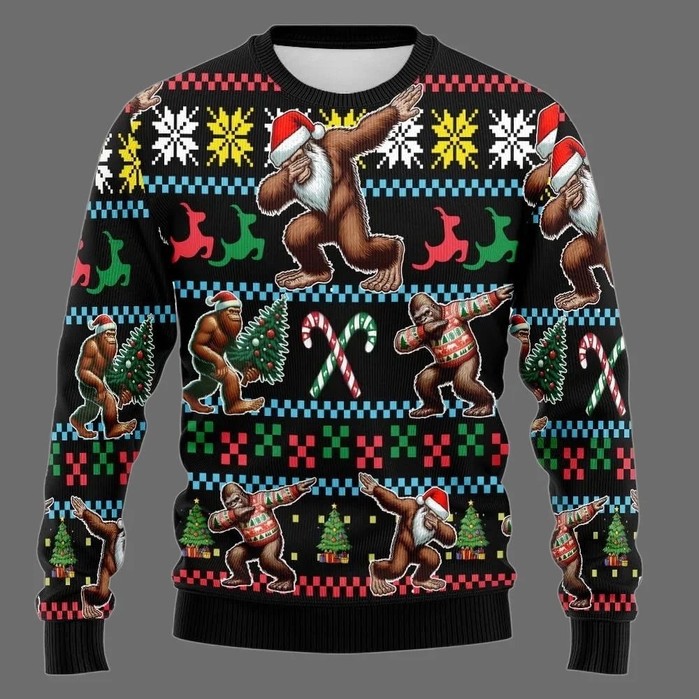 25/26 Hot Selling New MERRY SQUATCHMAS Series Ugly Sweater Family Christmas Party Hoodie Enlarged Adult Autumn/Winter Top