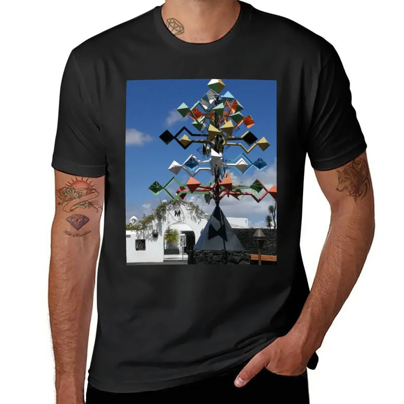 graphics for a boy plain mens workout shirts  Cesar Manrique Foundation Wind Sculpture and entrance T-Shirt