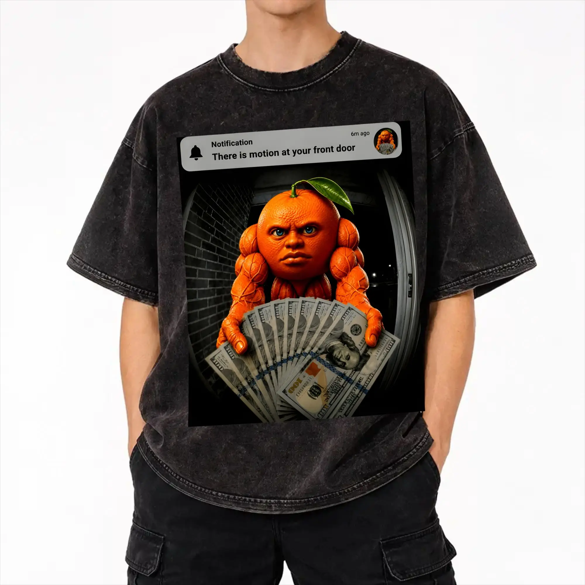 Summer Din Dun Motion At Your Front Door Brainrot Udin Din Humor  Washed Shirts Merch Harajuku T-Shirt  for Men Women Tee