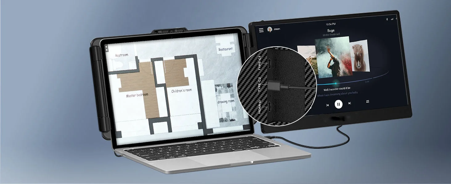 공장 공급 드라이버 연결 없이 작동하는 TYPE-C 여행용 1080P FHD IPS 게임폰 휴대용 노트북 화면 확장기