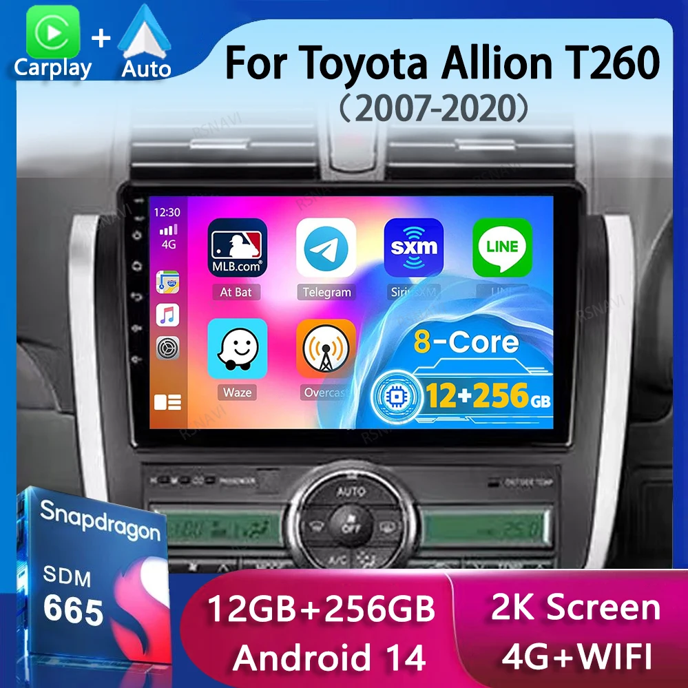 

Android 14 Carplay Auto WIFI автомобильное радио для Toyota Allion T260 2007-2020 мультимедийный видеоплеер навигация GPS стерео головное устройство