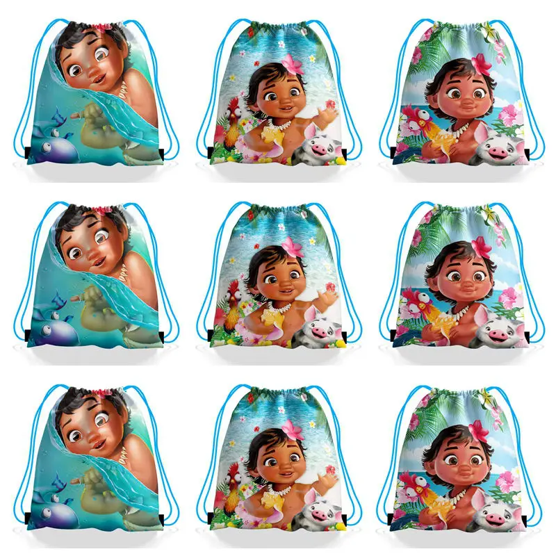 5/40 шт., нетканая сумка на шнурке с изображением Диснея, детская моана, подарки на день рождения, сумки, рюкзак, сумка, принадлежности