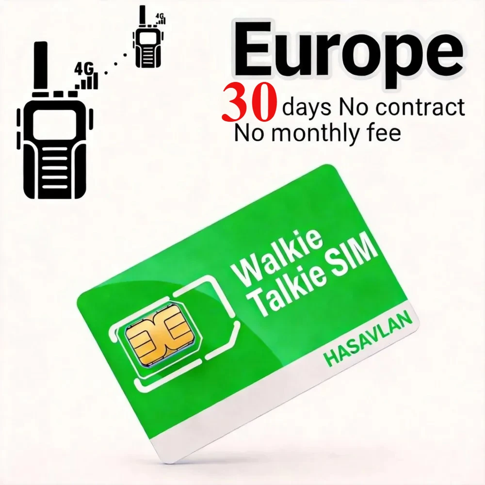Global Ptt Walkie Talkie Sim Card Europe No Contract 300MB/30 Days 4G LTE 3-in-1 SIM for PTT Radios for K500 Etc.