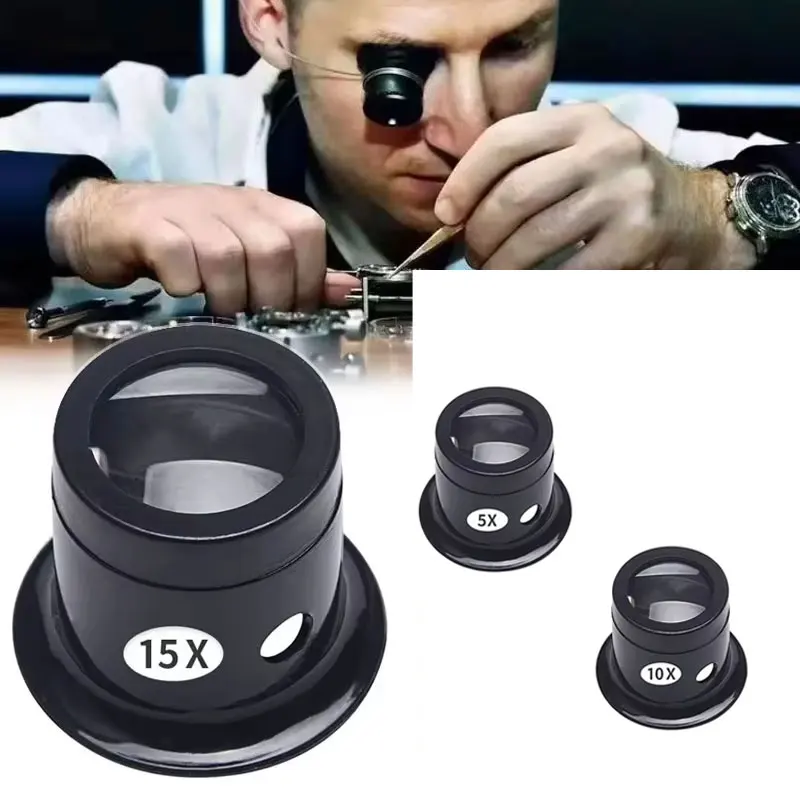 1/Set 5X 10X 15X Magnifying Glass Clip on Magnifier for Watchmaker Jewelry Watch Repair Tools Magnifying glass kit Service tool