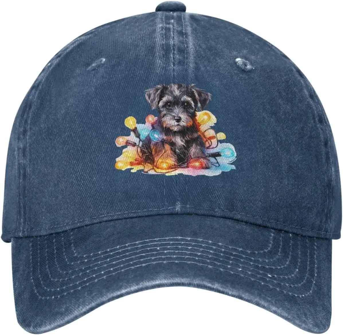 Miniature Schnauzer Puppy in Xmas Hat Women Baseball Hat with Design Caps