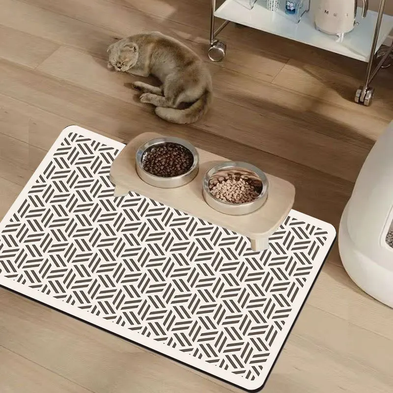 VIKAMA Diatomite Pet Food Mat, Non-Slip Waterproof Mat, Anti-Dirty Floor Mat for Dog Cat Feeding Bowl Home Decor