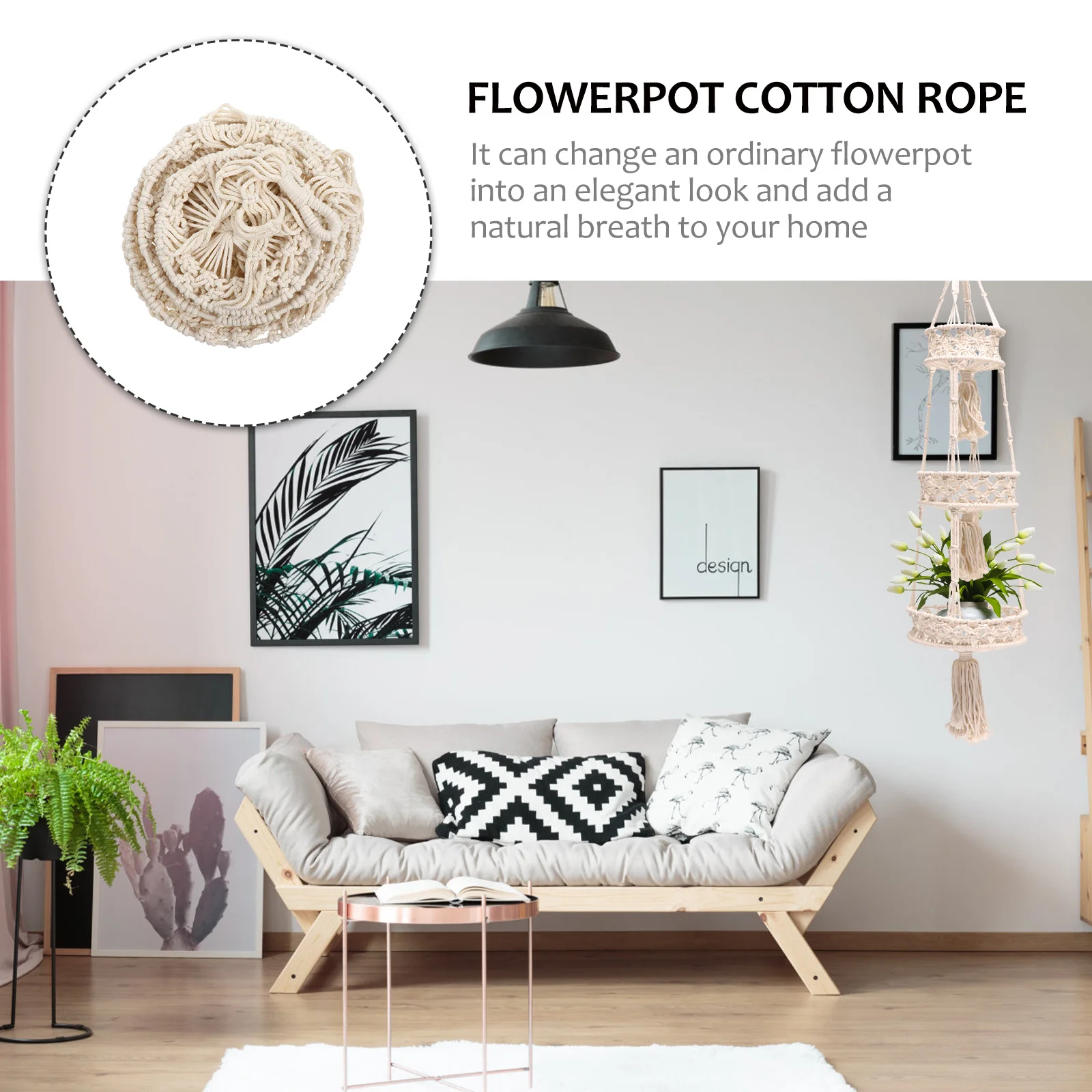 

Hanging Flowerpot Net Basket Handmade Cotton Rope 3-Layer Decorative Plant Holder For Indoor Outdoor Gardening Wall Art Planter