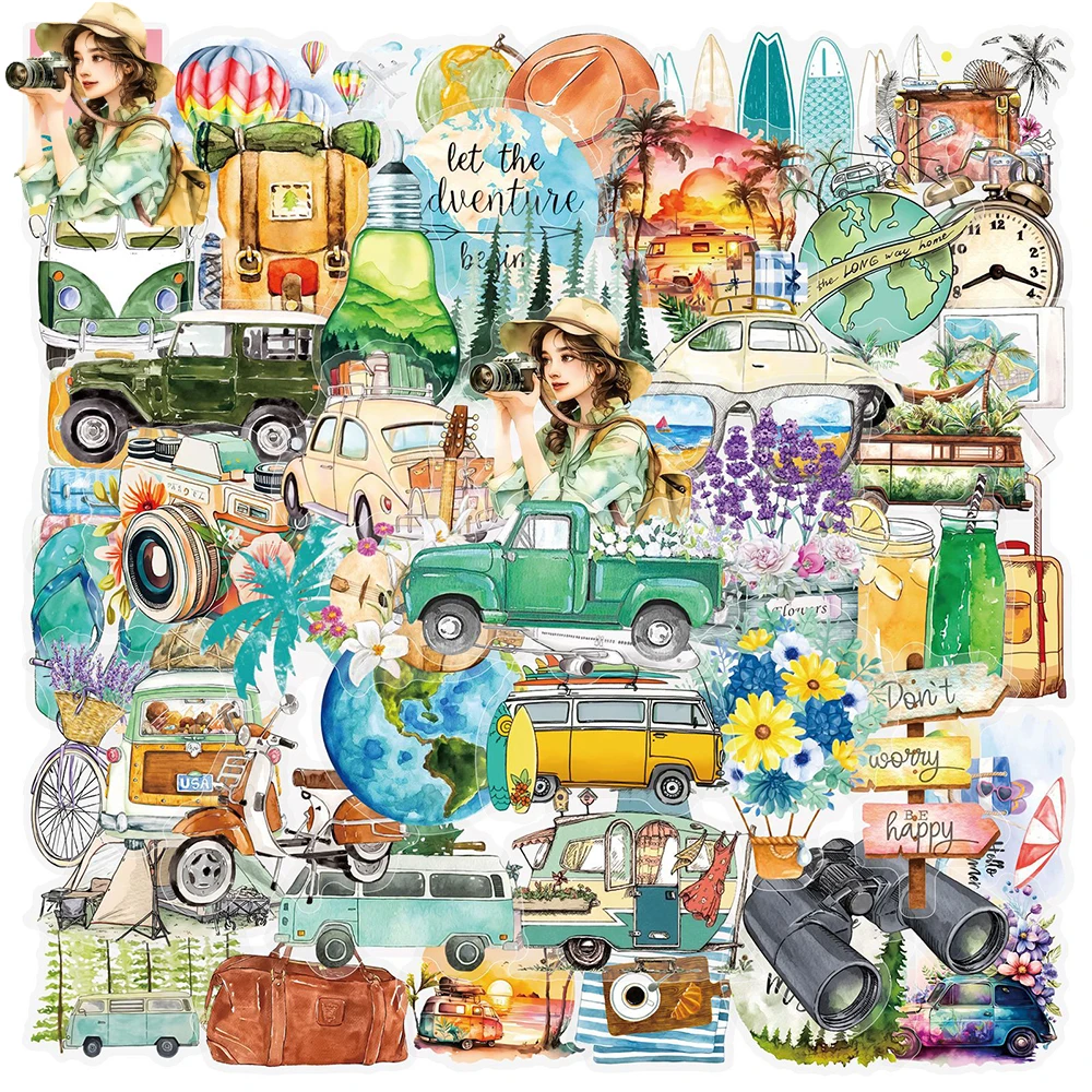 10/30/50pcs Transparent Outdoor Adventure Camping Stickers Geocaching Fishing Decals Waterproof Graffiti Bike Skateboard Car