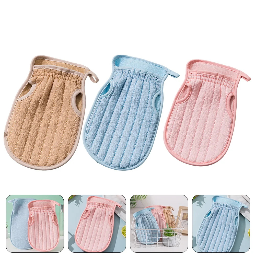 

3pcs Bath Scrubber Set Dual-Sided Exfoliating Mitt For Body Skin Cleaning Shower Tool Lightweight Household Use Bath Mitt