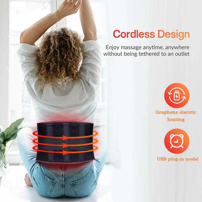 Electric Heating Belt With Adjustable Temperature Vibration Massage Waist Warmth and Hot Compress Belt