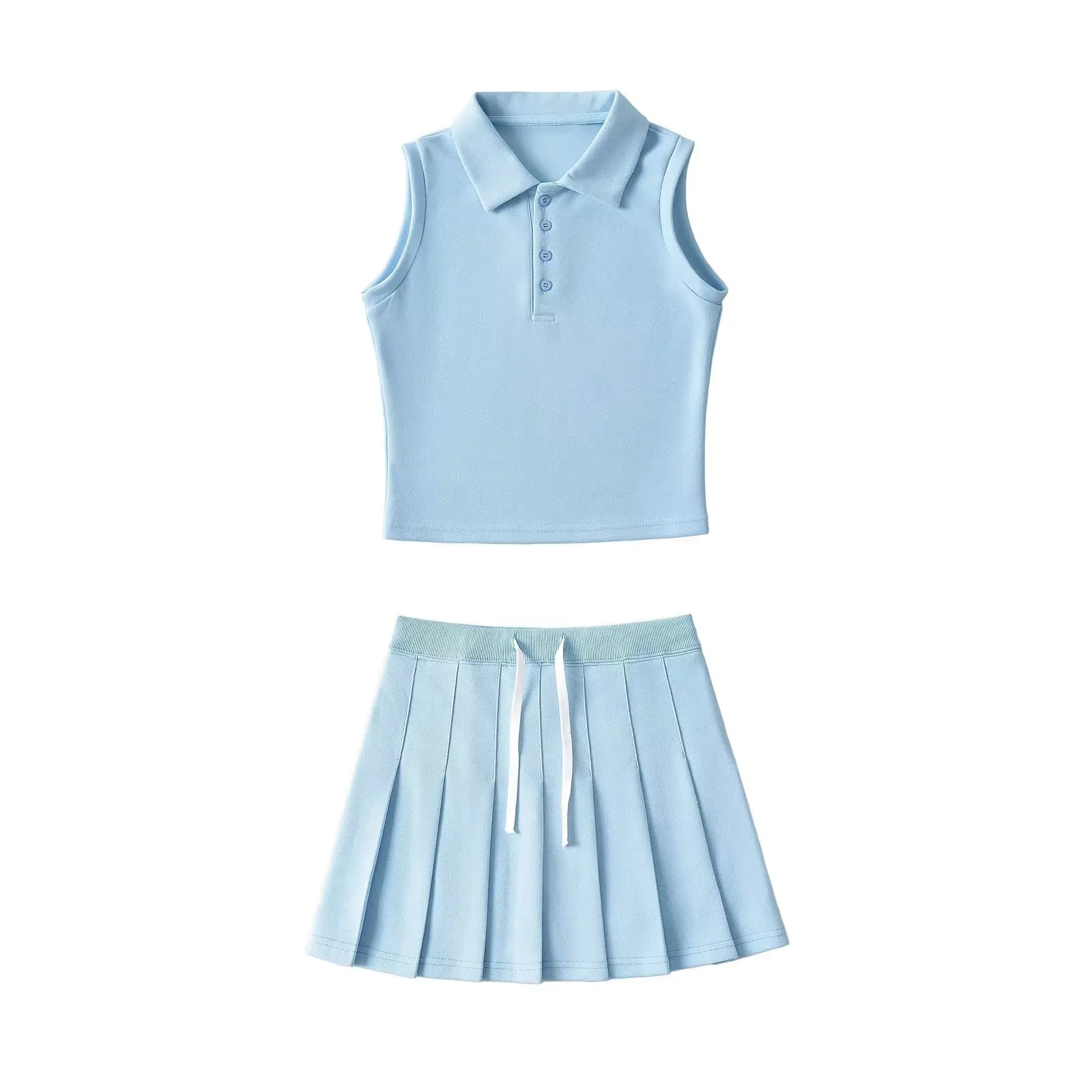 Summer Spor Polka Dot f Skirt Women's Svel Collar Base Tank Top Two Piece Set Casual Slim Fit ort Skirt