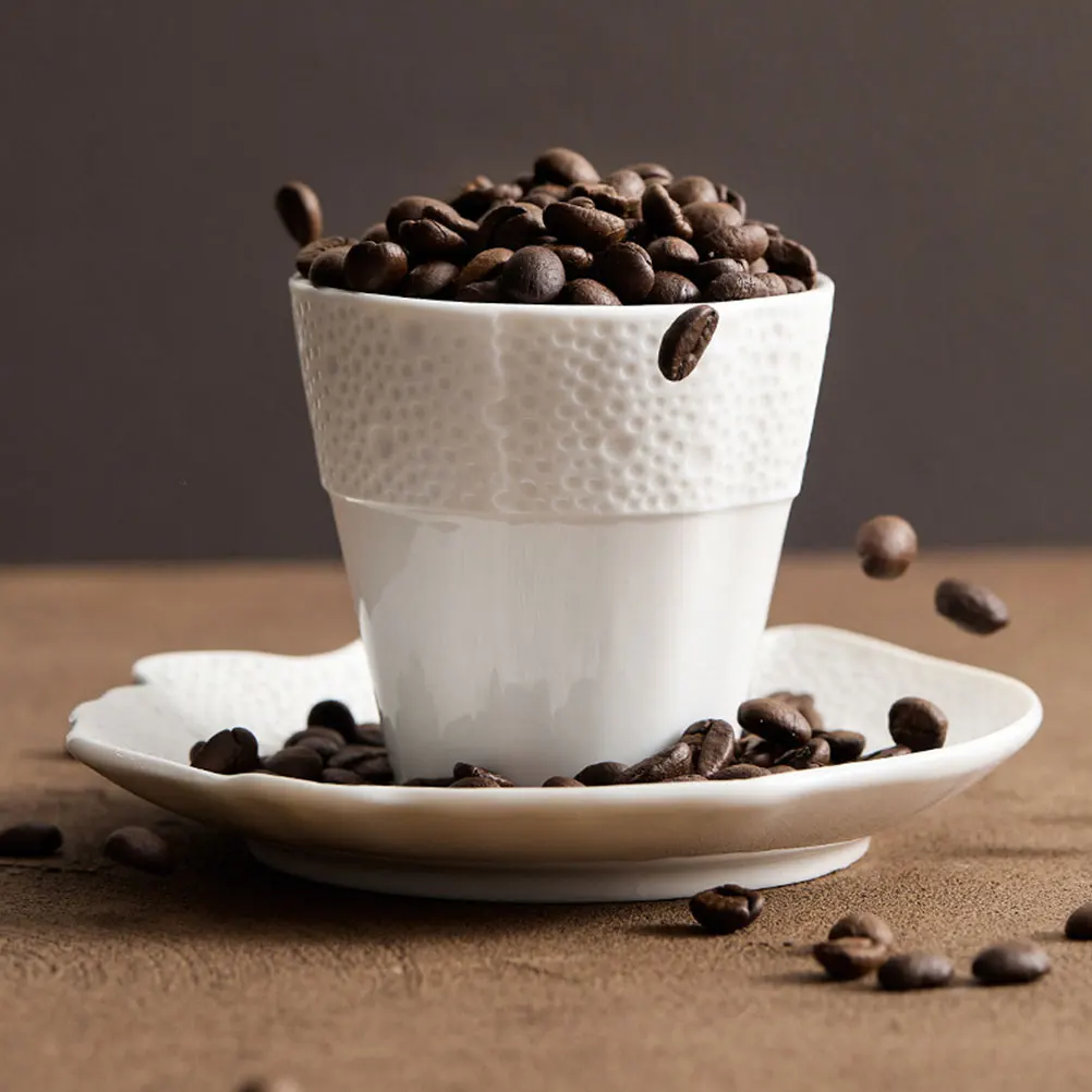 

1Set Ceramic Coffee Cup with Saucer French Style Design Delicate Drinking Cup Suitable Various Occasions Home Supply