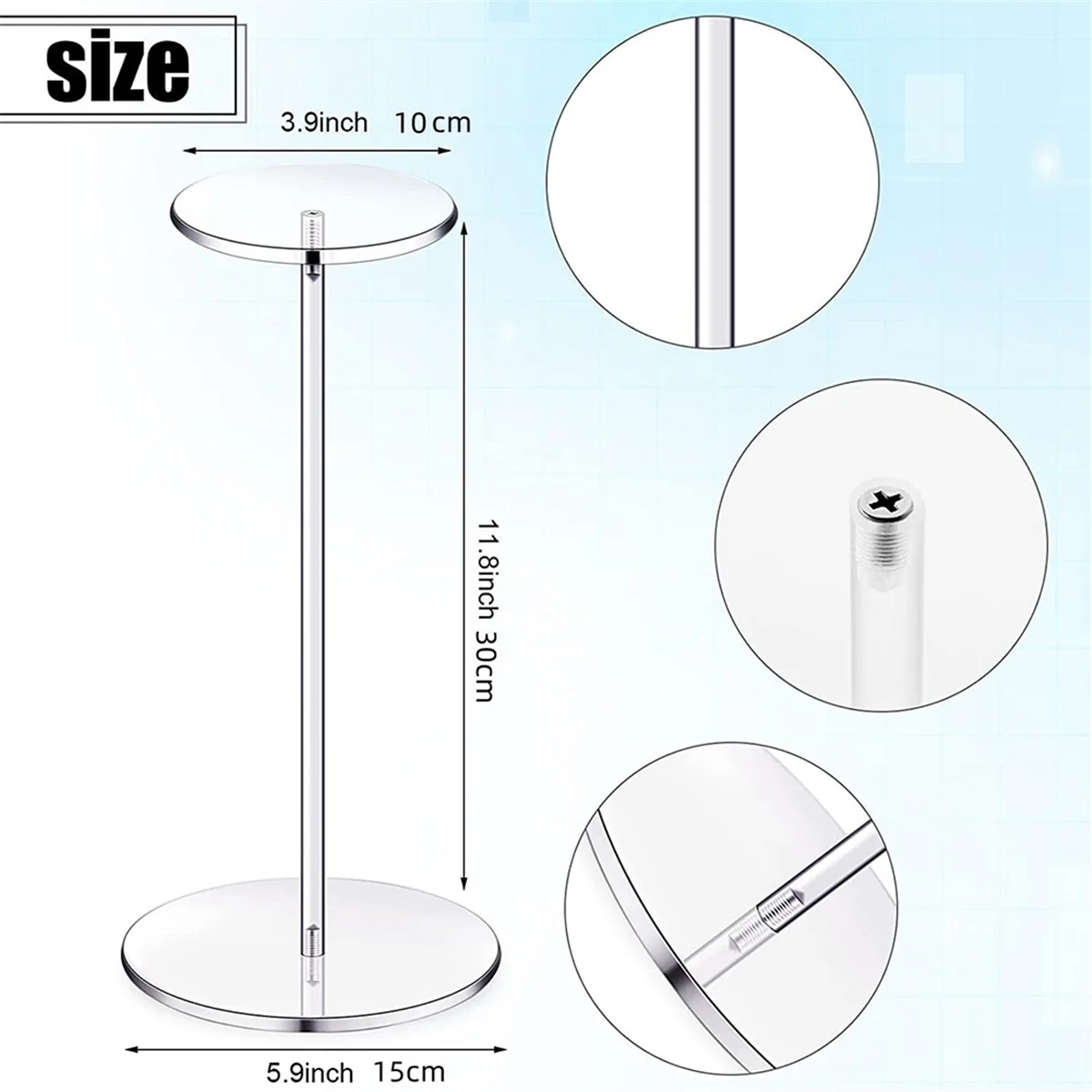 Chapéu acrílico claro Suporta Display, Suporte de rack com base redonda, armazenamento de boné de beisebol, suporte