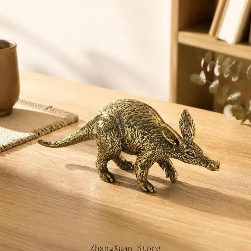 Messing-Erdferkel-Figur mit antikem Metallic-Finish und gravierten für Wohnzimmer, Arbeitszimmer, Büro oder – Detail 9