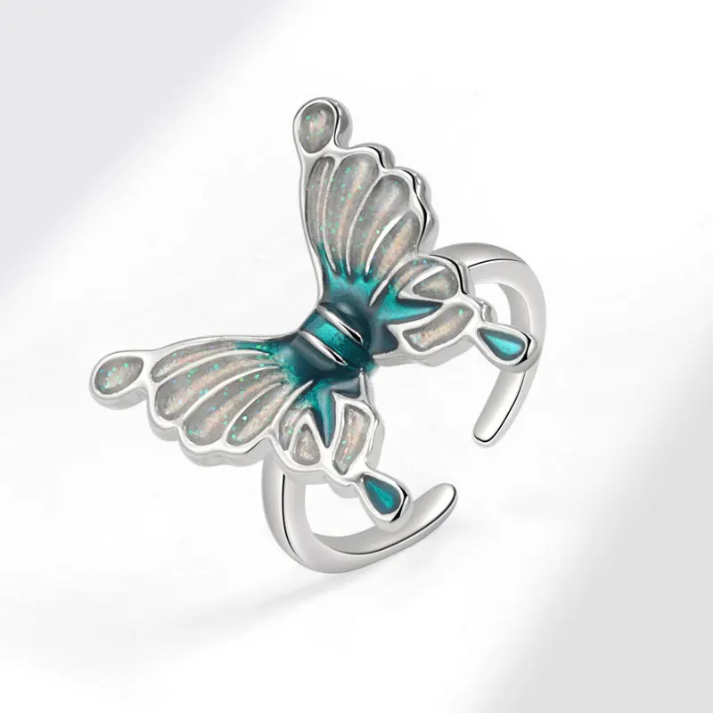 QMCOCO  New fairy butterfly ring female Chinese style niche design advanced sense adjustable ring fashion personality