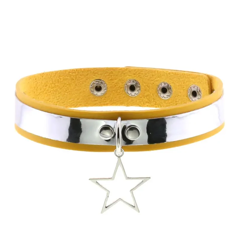 หนังสีดํา Star Choker สร้อยคอ Punk สร้อยคอสําหรับสาวเลดี้ Chocker คอเข็มขัดคอสเพลย์เทศกาลอุปกรณ์เสริม