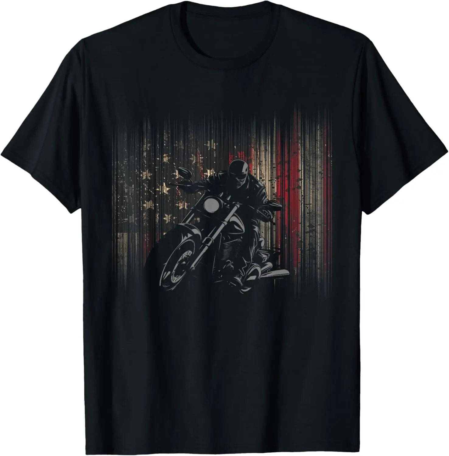 American Flag Motorcycle T-Shirt 100% Cotton Trendy Y2K Short-Sleeve Tee-Soft, Quick-Drying, Moisture-Wicking; Ideal Sports