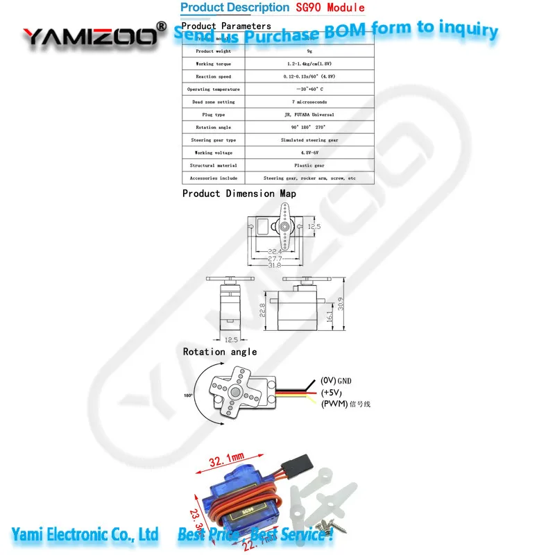 SG90 SG02R MG90S MG995 Servo mit Kunststoffgetriebe für Modellhubschrauber, Boote, Arduino UN DIY Mechanische Arme MG946R MG945R MG996 – Detail 2