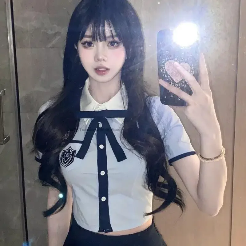 Dames Korea Uniform Stijl Jk Set Koreaanse Uniform Stijl Taille Omwikkeld Shirt Vest Geplooid Rok Gril Fashion Collge Style Jk Set