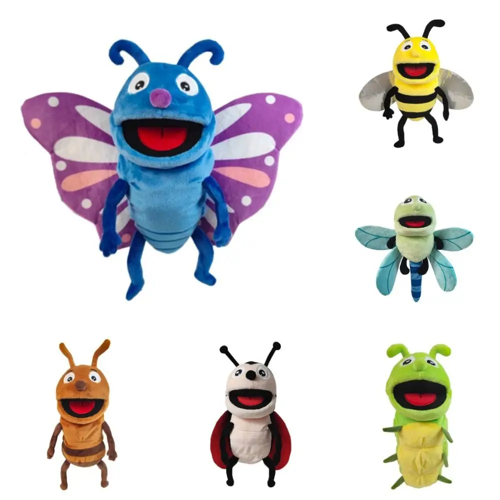 Juguetes sensoriales, marioneta de mano de insectos, mariquitas, libélulas, libélulas de peluche, marioneta de mano, dibujos animados de alta calidad