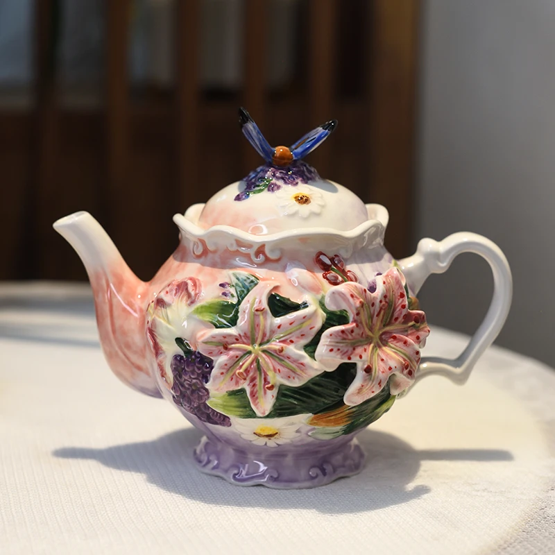 

Lily Flower Tea Pot Decoration Creative Home Courtyard Romantic Flower Tea Pot