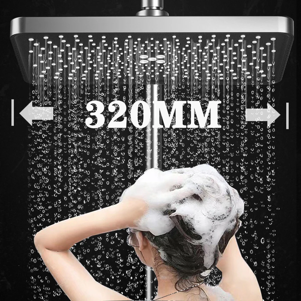 Rainfall SPA Shower Head Large Overhead High Pressure Water Saving Showerhead Thicken Tool-less Installation Bath Accessories