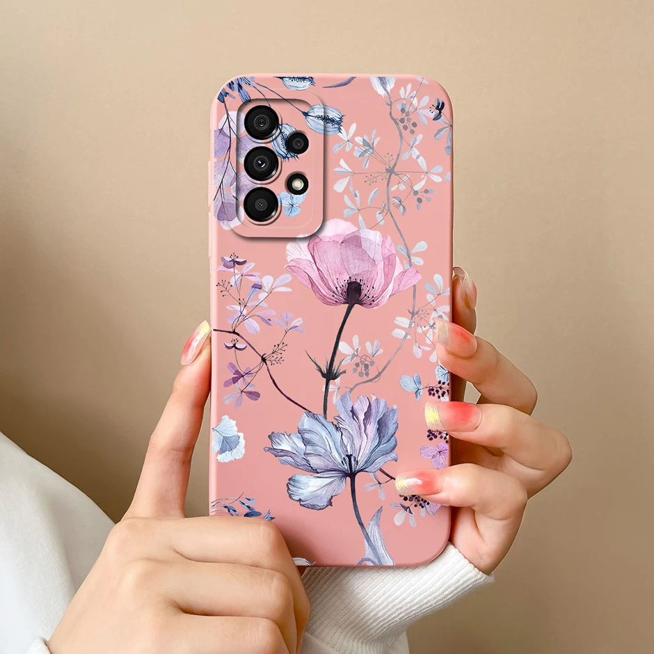 Phone Case For Samsung Galaxy A73 5G Matte Liquid Silicone Back Cover For SamsungA73 A 73 5G Cute Cartoon New Design Style Shell