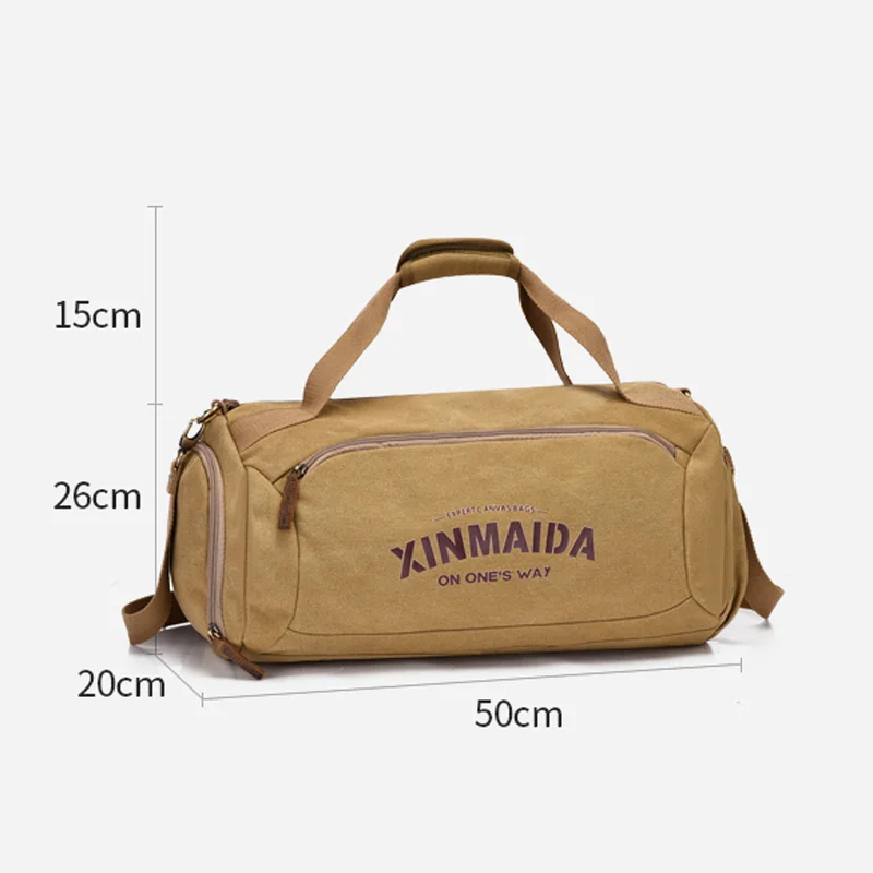 Imagem -02 - Masculino Grande Capacidade de Lona Bolsas de Viagem dos Homens de Fitness Bolsa de Treinamento Esportivo com Sapatos de Bolso Preto Cáqui Bolsa de Ombro Xa32m