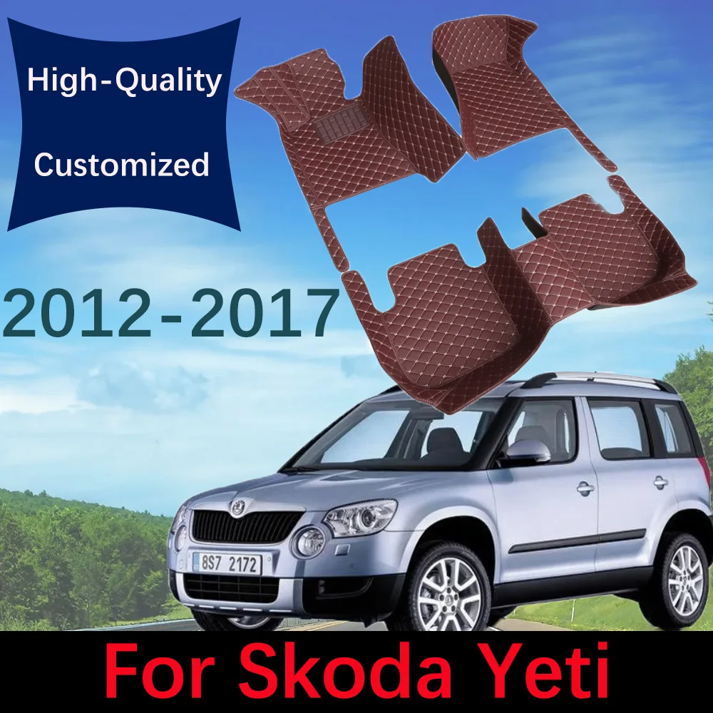 

Custom Leather Car Floor Mats For Skoda Yeti 2012 2013 2014 2015 2016 2017 Automobile Carpet Rugs Foot Pads Accessories