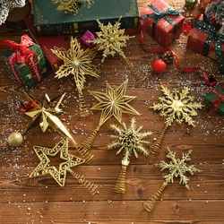 Gold Christmas Tree Top Iron Star Pentagram Snowflake Christmas Decorations For Home Xmas Tree Ornaments Navidad New Year 2025