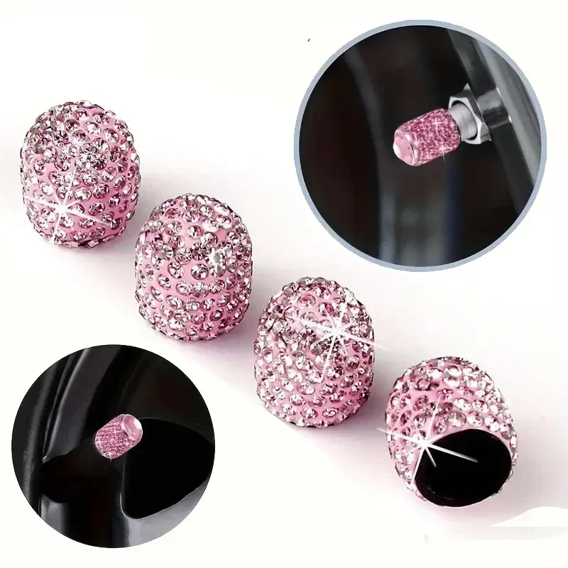 AliExpress NONE 2-4PCS Bling Diamond Car Tire Valve Caps Tyre Rim Stem Covers for Automobiles Motorcycles Truck Bike Women Auto Accessories