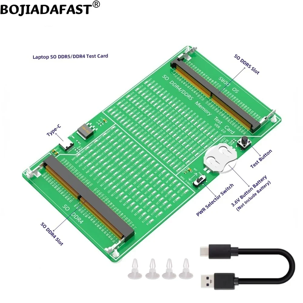 Laptop Computer SO-DDR4 SO-DDR5 Memory Adapter Test Diagnosis Card With USB Power Cable