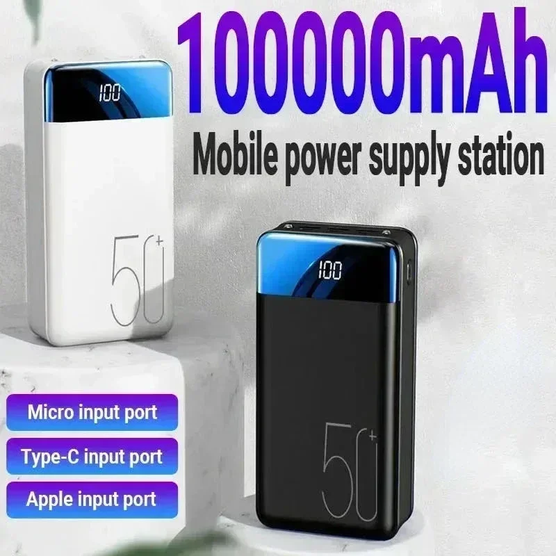 100000mAh Power Bank Portable Fast Charging PowerBank 3 USB PoverBank External Battery Charger For Mobile Phones Tablet