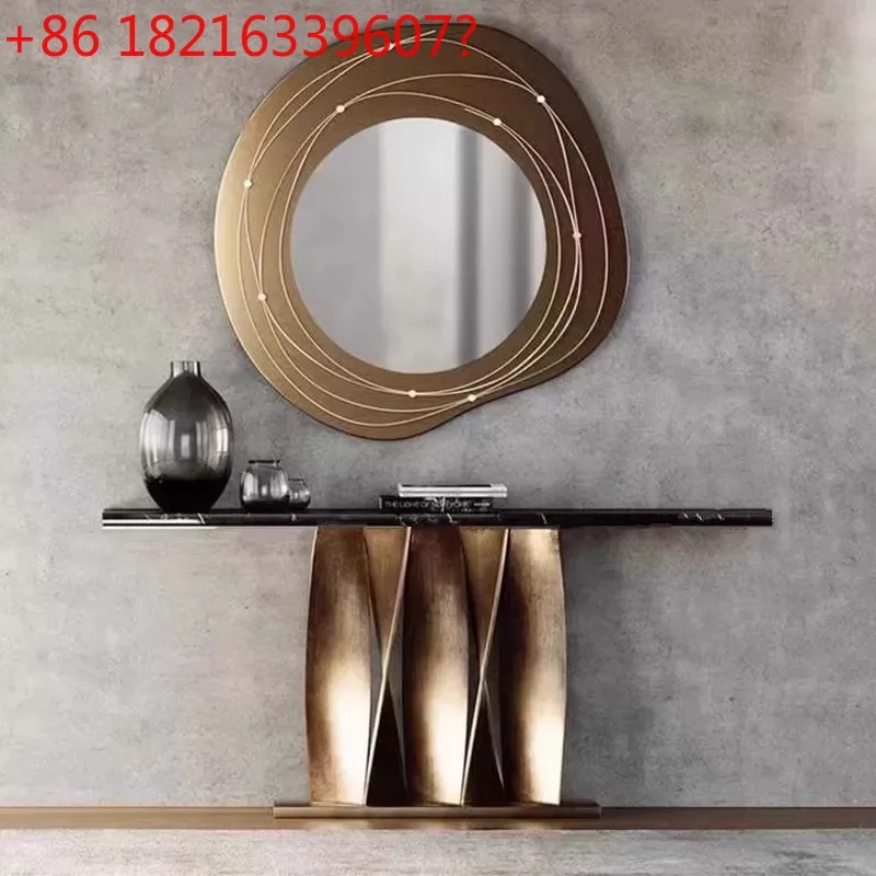 

Мебель Простая современная мраморная входная платформа из нержавеющей стали, бронза, вход