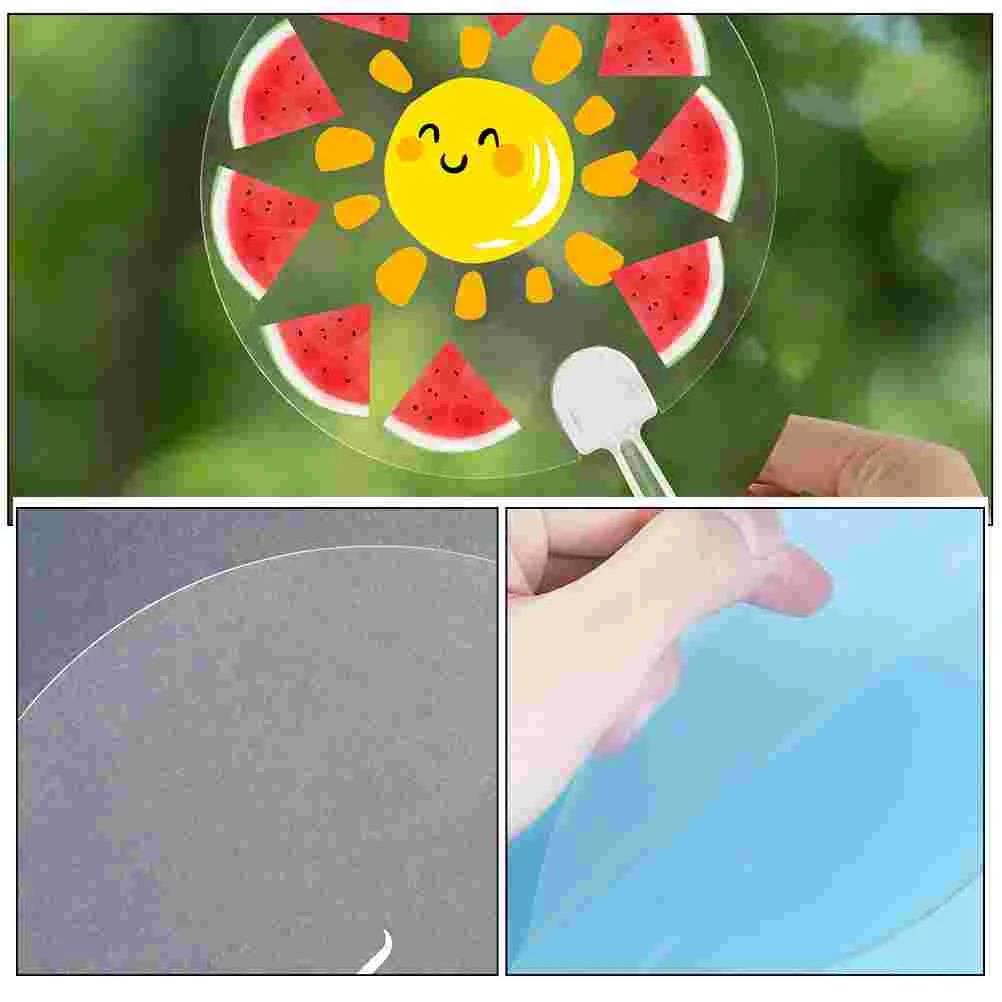 10 Pcs Bulk Hand Fans Round Graffiti Performance Blank 27X17X0.1CM DIY Handicrafts Supplies Transparent Pvc Painting Child