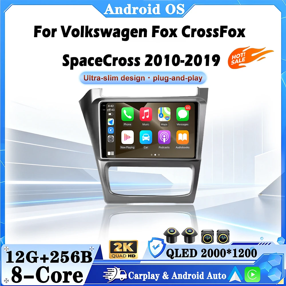 Android 16 para Volkswagen Fox CrossFox SpaceCross 2010-2019 Radio de coche reproductor de vídeo Multimedia navegación GPS 9 pulgadas No 2Din DVD