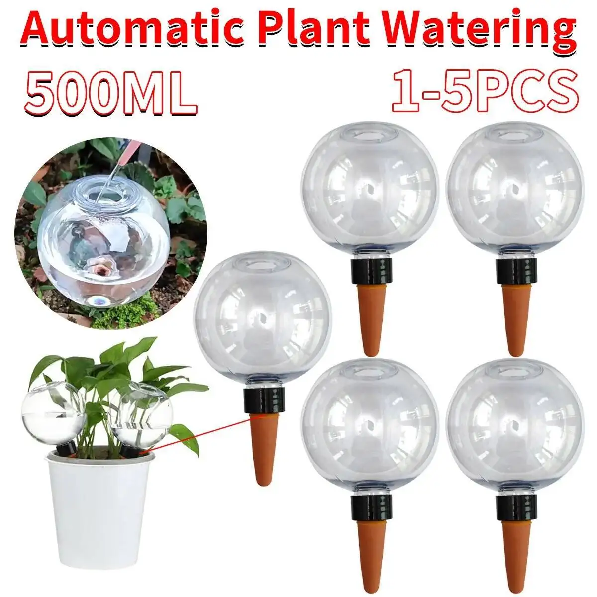 

1-5PCS Plastic Automatic Plant Bulbs 500ML Globes Shape Self Watering Device Drip Irrigation System For Potted Plants
