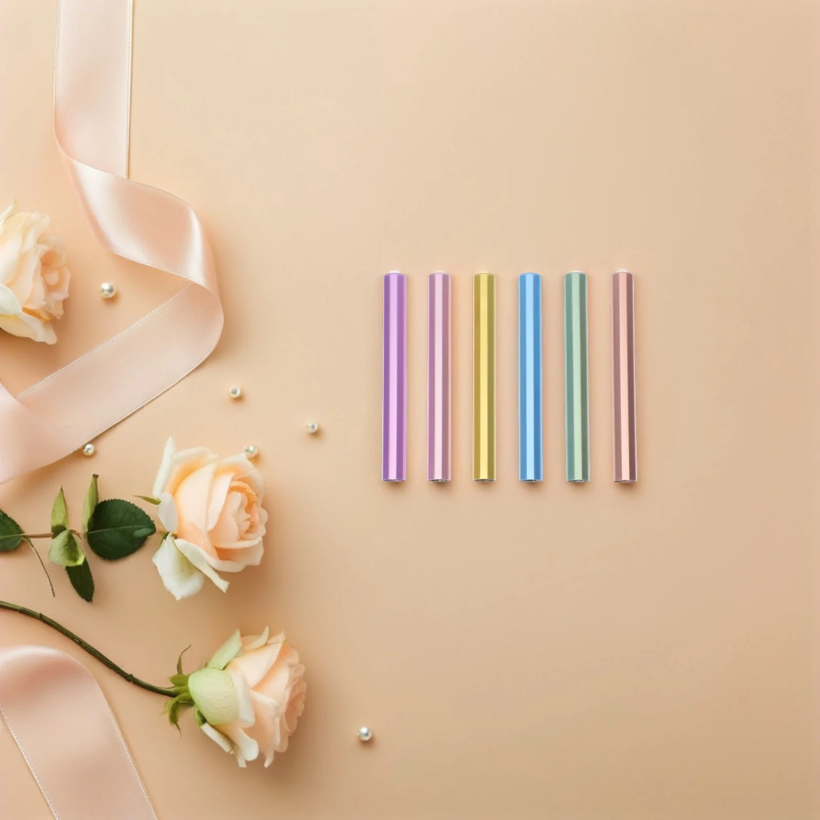 

6pcs Manicure Alloy Brush Cover Brush Covers Nail Pen Caps Light-Proof Metal Caps For Nail Art Pens Durable Design