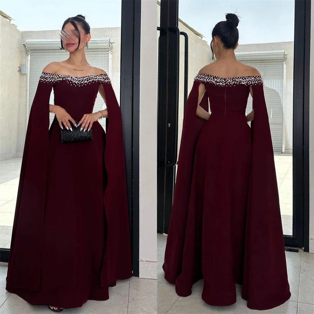 Customized  Prom Dress Strapless Column Floor Length Pearl Piping Bespoke Occasion Dresses Saudi Arabia Formal Evening