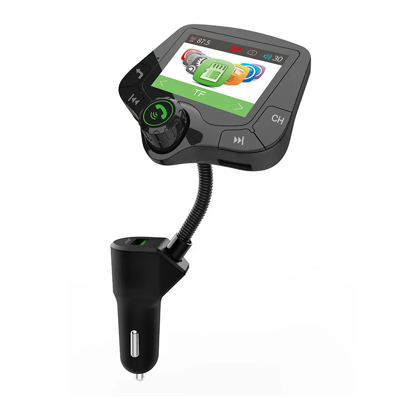 

G24 2,0-дюймовый большой экран FM-передатчик Bluetooth 5,0 Автомобильный комплект Hands-free QC3.0 Автомобильное зарядное устройство AUX Аудиоприемник MP3-плеер